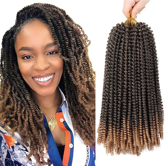 6 Packs Spring Twist Hair 14 Inch Spring Twist Crochet Hair Fluffy Spring Twist Synthetic Fiber Twist Crochet Braids Low Temperature Twist Crochet Hair for Women(T1B/27#)