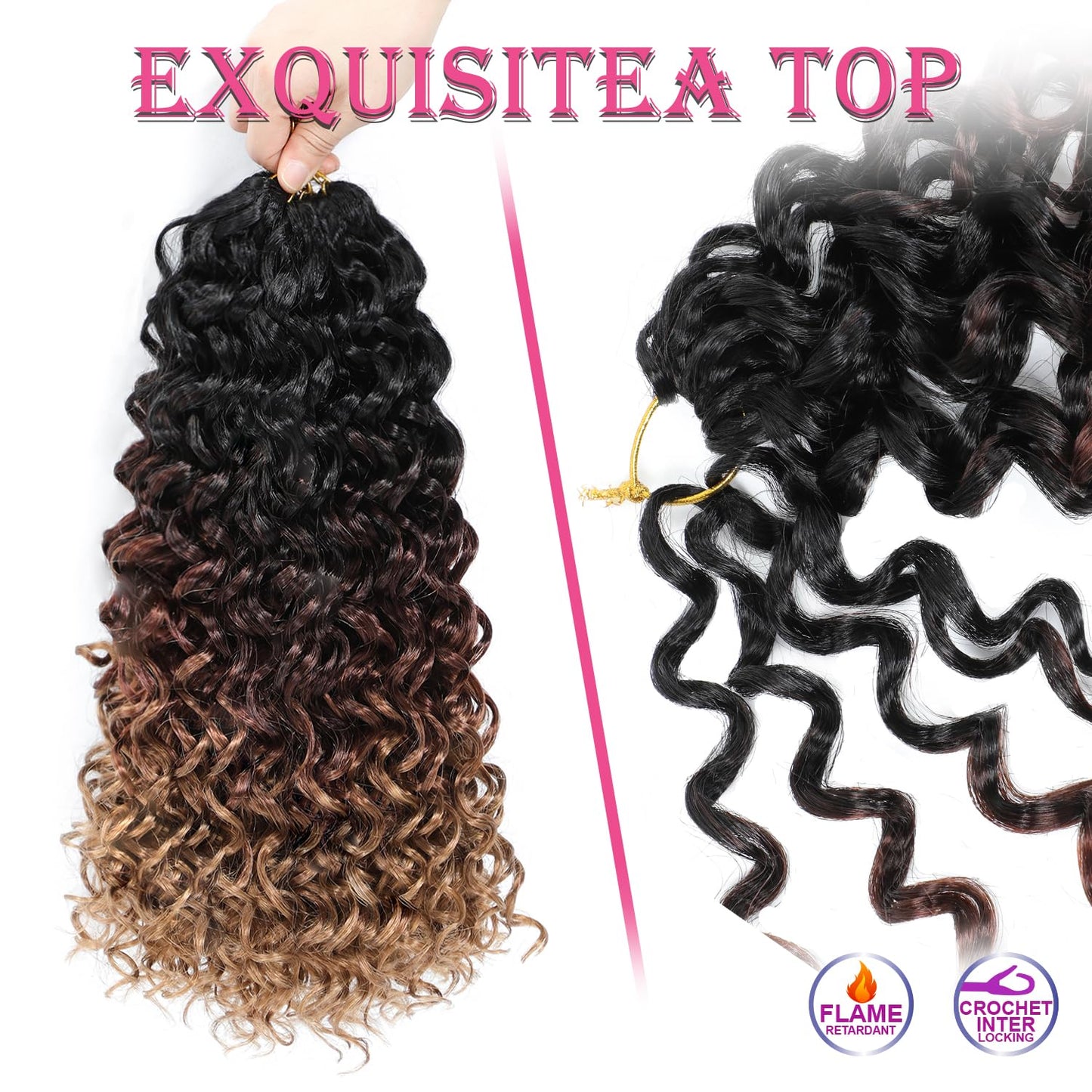 Gogo Curl Crochet Hair 14 Inch 7 Packs Curly Crochet Hair for Black Women Deep Wave Crochet Hair Beach Curl Crochet Hair Synthetic Braiding Hair Extensions (14 Inch 7 Packs 1B/30/27)