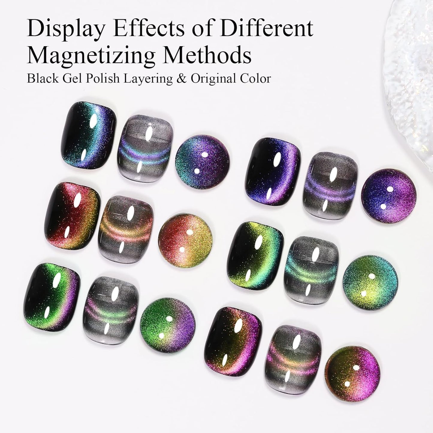 Cat Eye Gel Nail Polish Kit - 6 Pcs 9D Long Lasting Soak Off UV LED | Perfect for Nail Art & DIY at Home