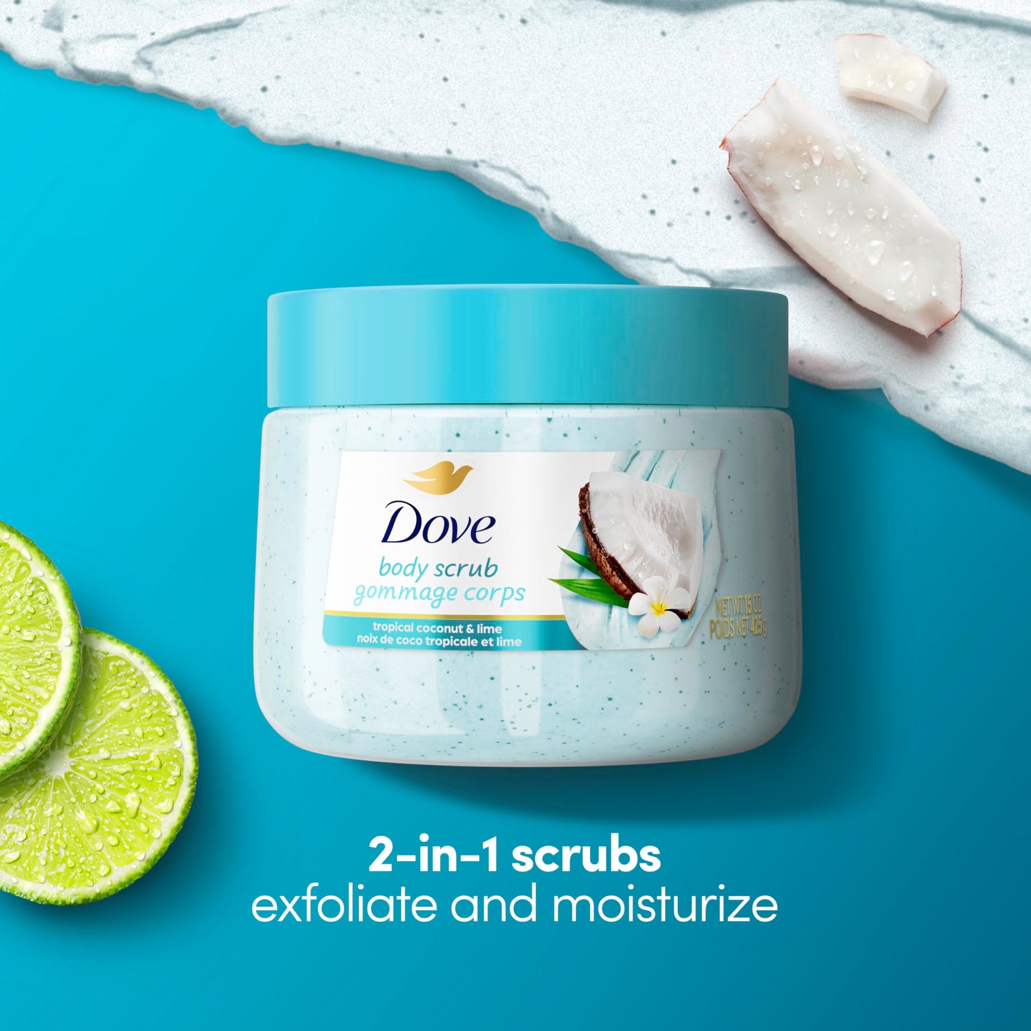 Dove Body Scrub Coconut & Lime, 15 oz