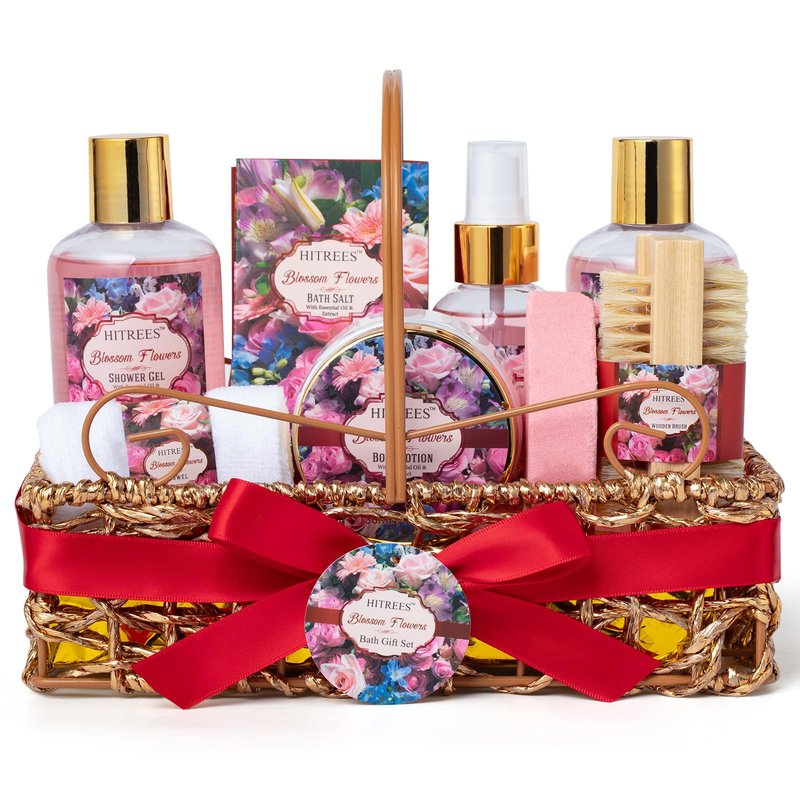 Gifts For Women Gift Basket – 9 Piece Set of ROSE JASMINE Home Spa Set, Friendship Gifts, Shower Care Set - Bath Pampering Package, Bath Gift Set for Her, Mom, Mothers Day,Christmas Gift for Women