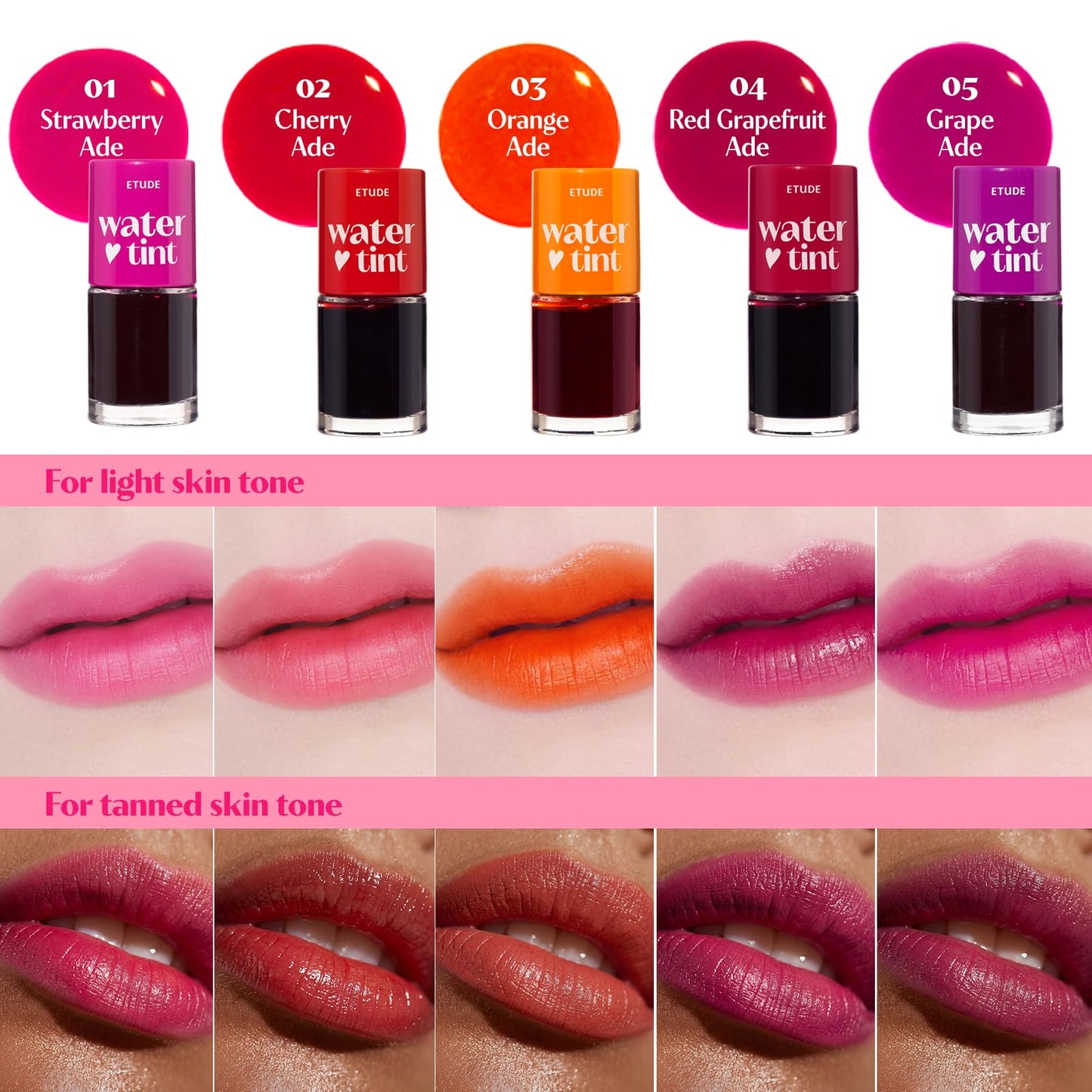 ETUDE Dear Darling Water Tint – Grape Ade | Korean Lip Stain & Lip Tint for Hydrated Pink Lips, Smudge-Proof Long-Lasting Lip & Cheek Makeup | K-Beauty Gift, Stocking Stuffers
