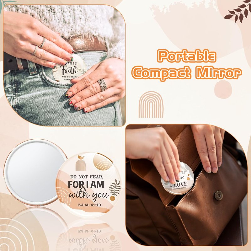 Bible Verse Compact Mirrors - 36Pcs Inspirational Round Makeup Mirrors | Boho Christian Gifts for Women