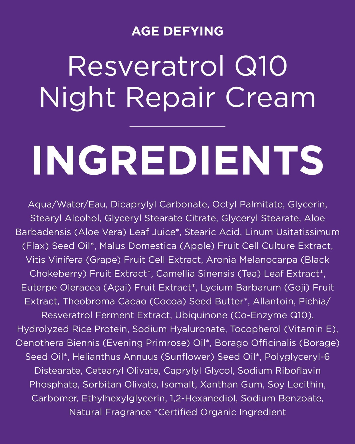Andalou Naturals Resveratrol Q10 Night Repair Cream, For Dry Skin, Fine Lines & Wrinkles, For Softer, Smoother, Younger Looking Skin, 1.7 Ounce