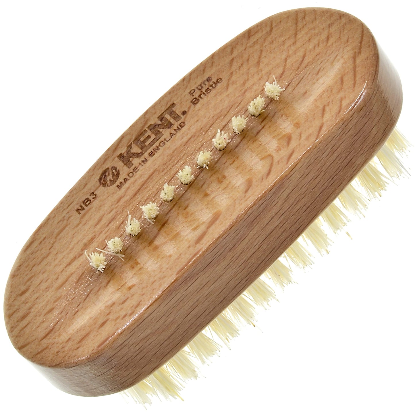 Kent NB3 Natural Bristle Fingernail Brush and Hand Scrub Brush for Nails. Beechwood Finger Nail Brush to Clean Nails and Nail Scrubber Brush for Hands, Feet, Fingernails, and Toenails. Made in England
