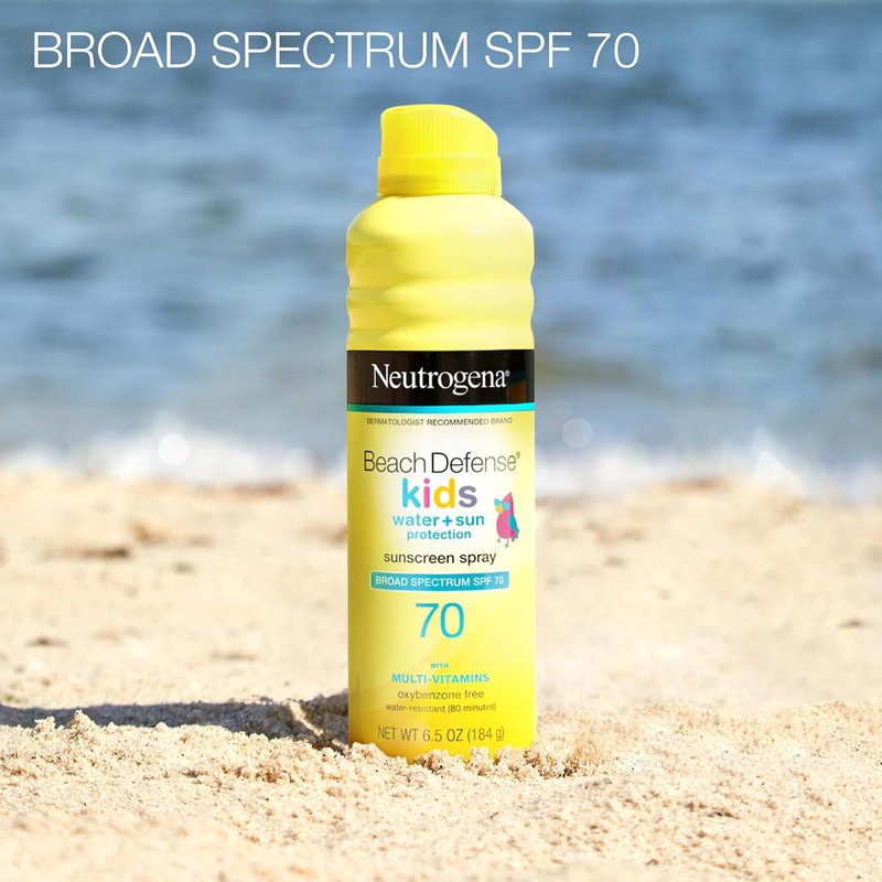 Neutrogena Beach Defense Kids Sunscreen Spray SPF 70 - Water-Resistant & Oxybenzone-Free | 6.5 oz, Pack of 2