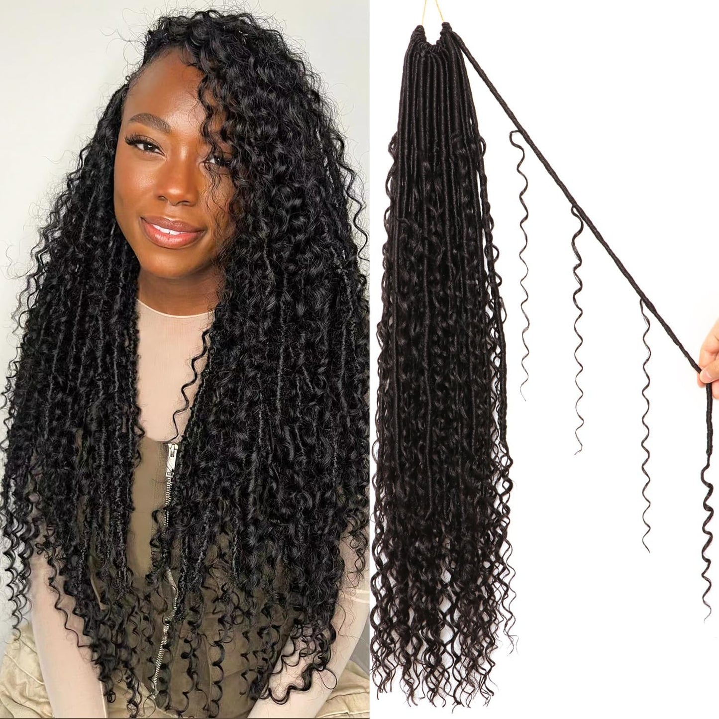 8 Packs Goddess Faux Locs Crochet Hair-30 Inch Boho Soft Locs Crochet Hair for Black Women (#1B, 30 Inch(Pack of 8)) (#1B, 30 Inch(Pack of 8))