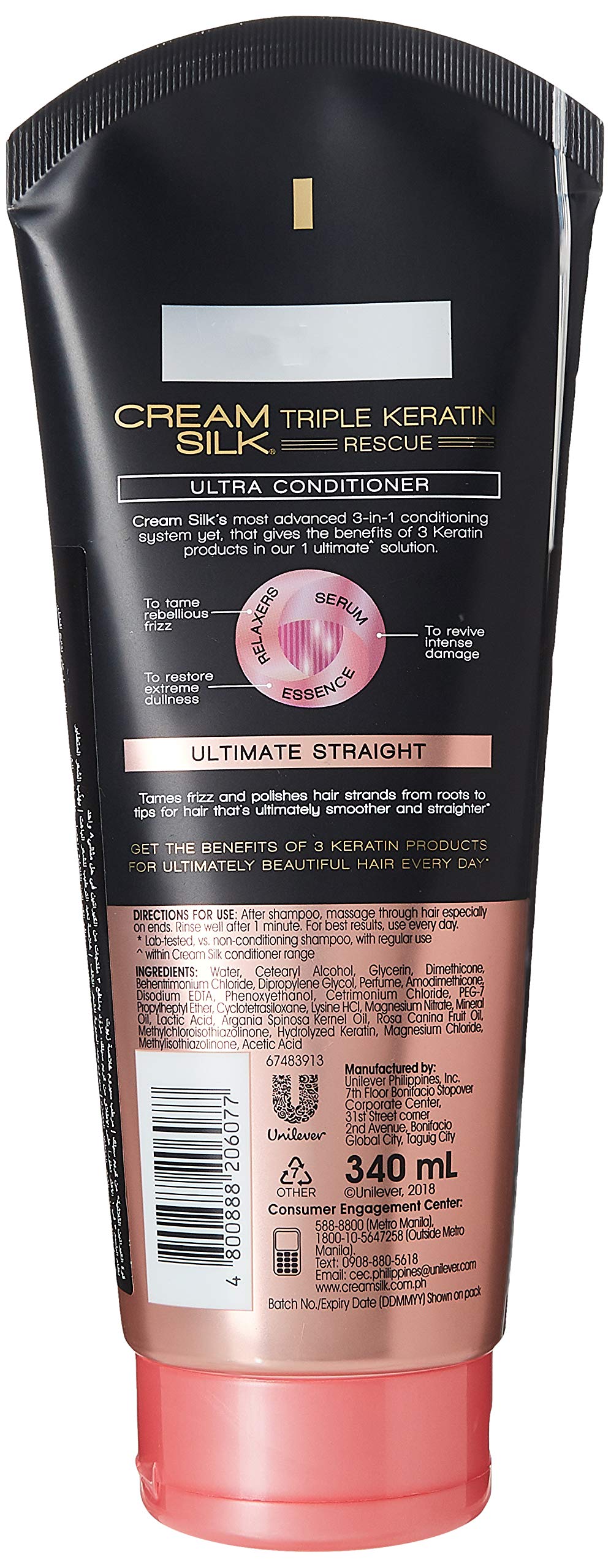 Cream Silk Triple Keratin Rescue Ultimate Straight Conditioner 340 ml