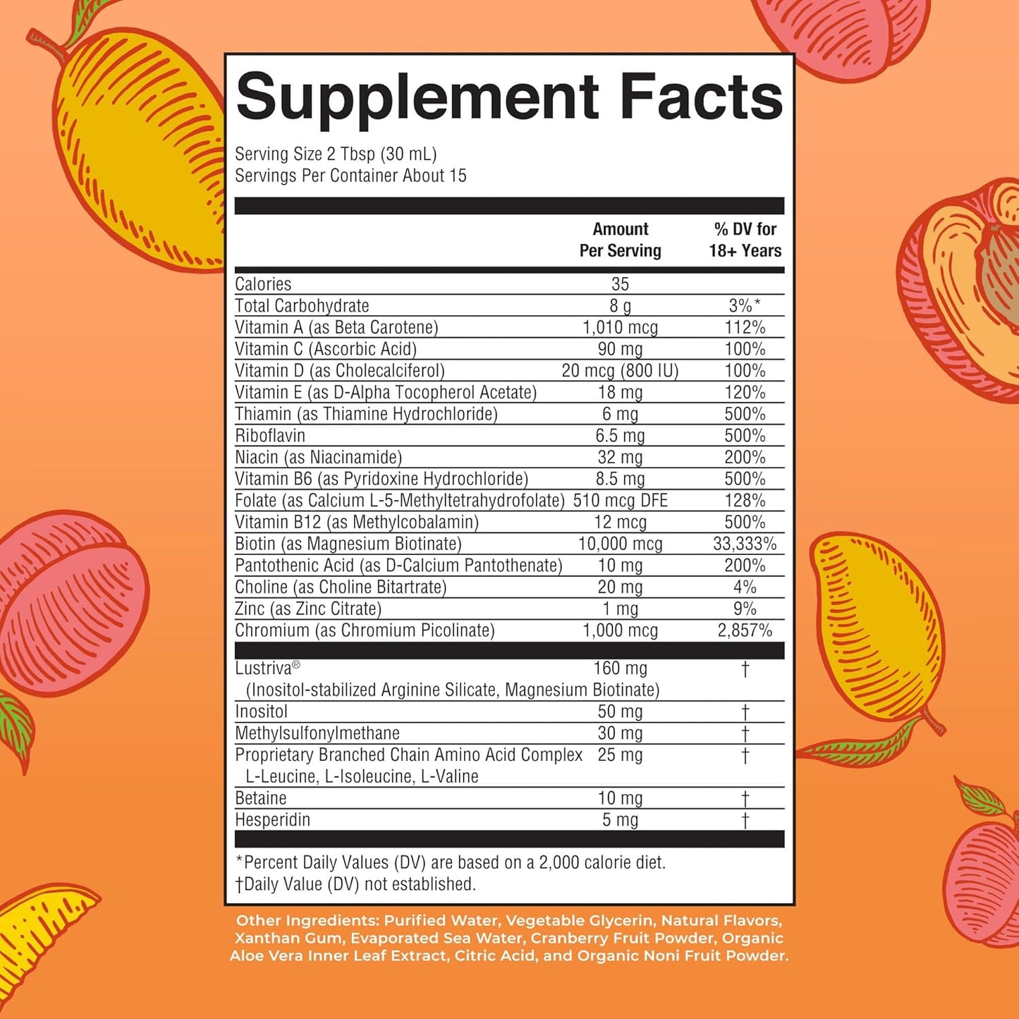 MaryRuth's Liquid Morning Multivitamin & Hair Growth Formula - Peach Mango, 15.22oz | Vegan, Non-GMO, Immunity Support