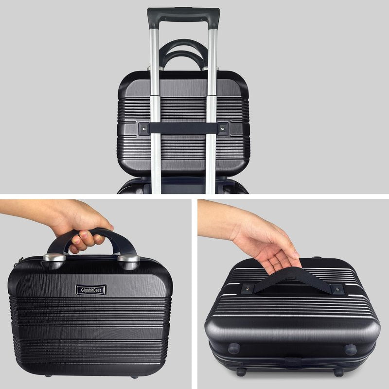 GigabitBest Portable Makeup Travel Case，PC+ABS hard shell cosmetic case,Women's portable cosmetic case with safety lock, suitable for travel and daily use-Green
