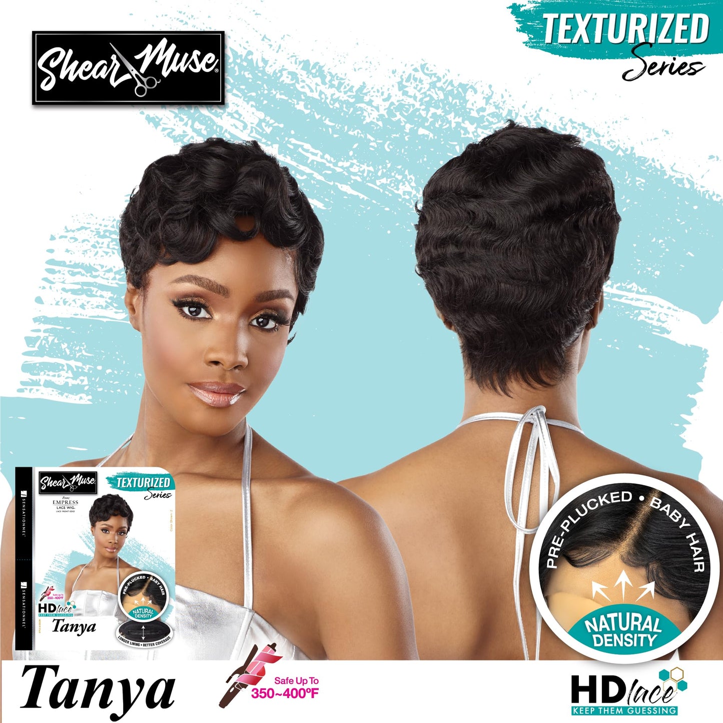 Sensationnel Shear Muse Lace Wig - Tanya Deep Laceparting Hand Tied Ready to Wear Synthetic Prestyled Units (PLATINUMBLONDE)