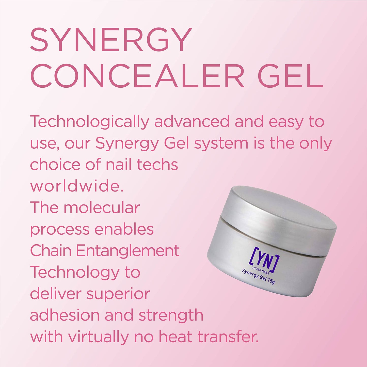Young Nails Synergy Gel System, Building Gel - Hard Builder Gel, Superior Adhesion & Strength, Structured Nail Gel Builder - Concealer Gel, Pink, 15g