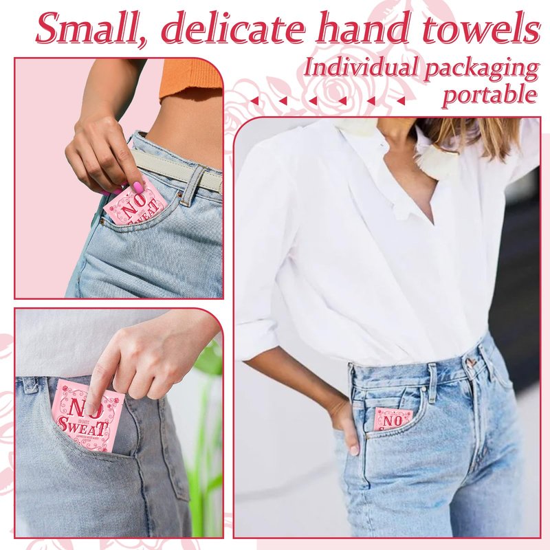 BUAEL Mini Deodorant Body Wipes 200 pieces of Travel deodorant Wipes And Travel Deodorant Individually Wrap Hypoallergenic Underarm Sweating Rose And Travel To Clean Skin For Female Male Teenagers