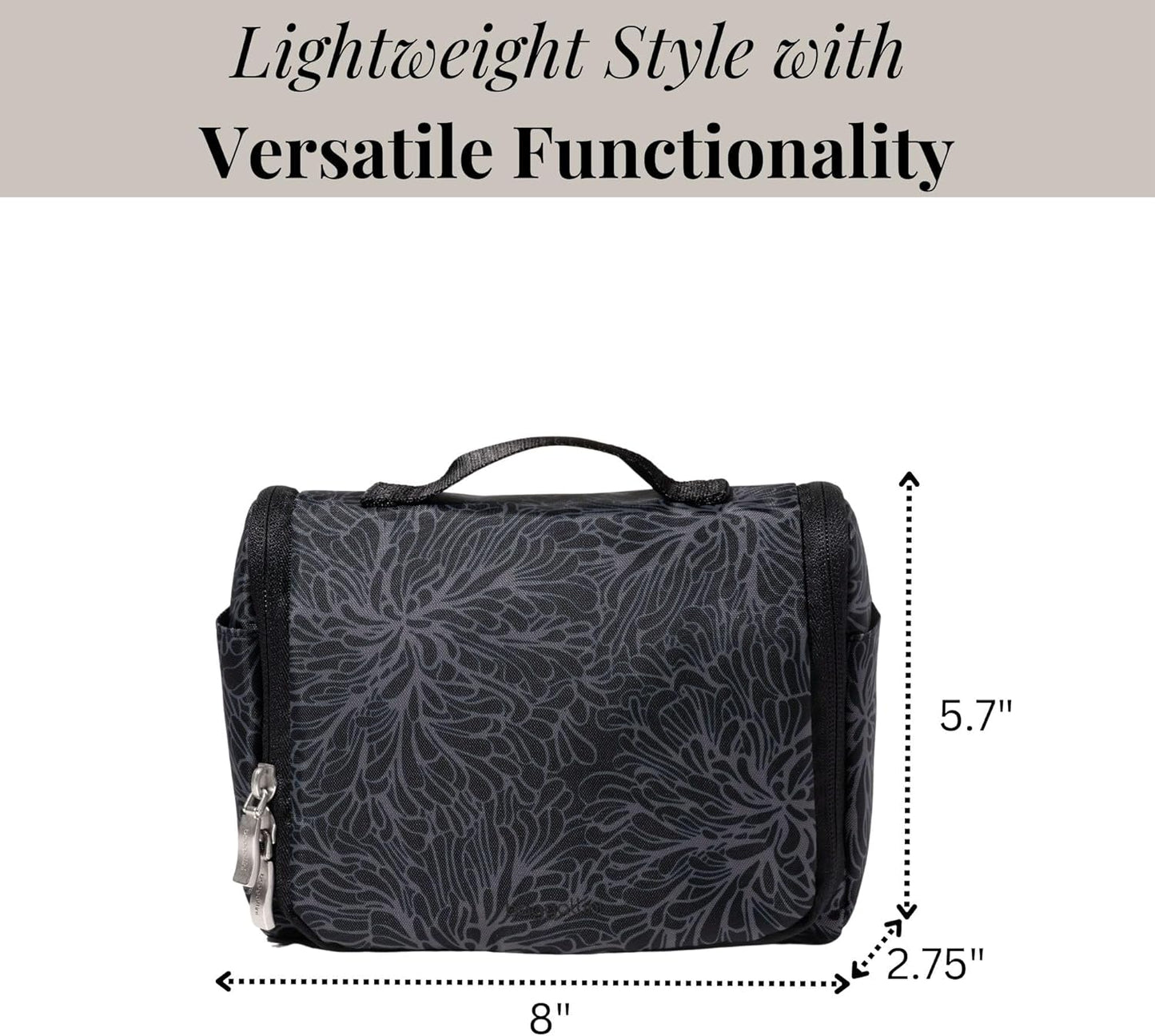 Baggallini Small Toiletry Kit - Lightweight 5x8 Inch Travel Makeup Bag | Water-Resistant Design