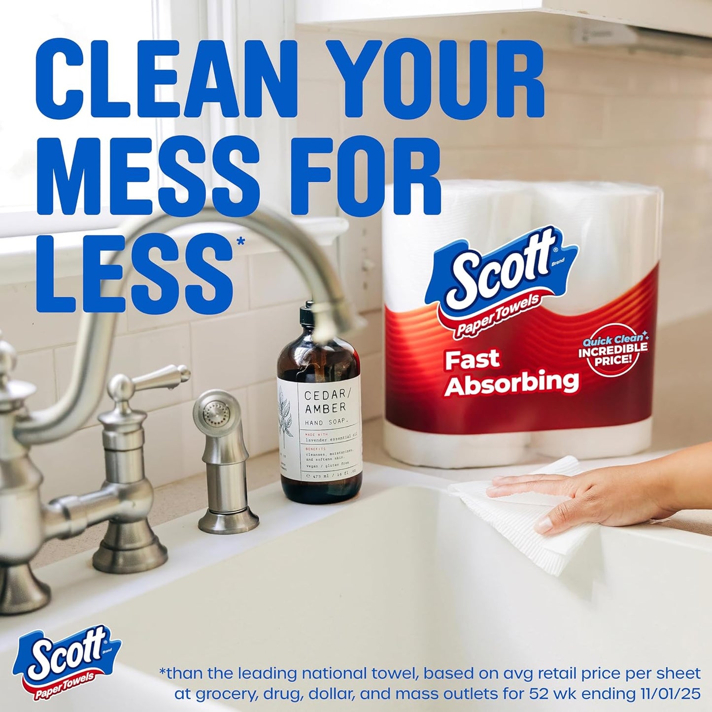 Scott Paper Towels - Choose-A-Sheet, 6 Double Rolls | 108 Sheets Per Roll, Strong & Absorbent