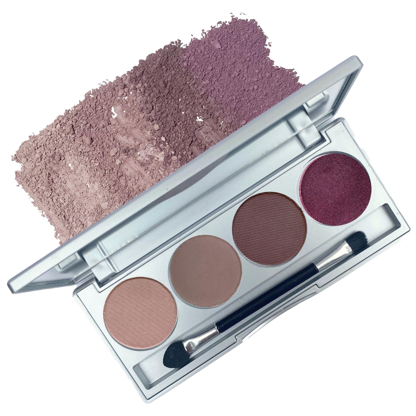 Honeybee Gardens Amethyst Glow Refillable Eye Shadow Palette – 4 Clean and Bold Shades, Highly Pigmented Natural Eyeshadow, Vegan, Gluten, Talc & Paraben-Free Makeup Palette - Travel Size Compact