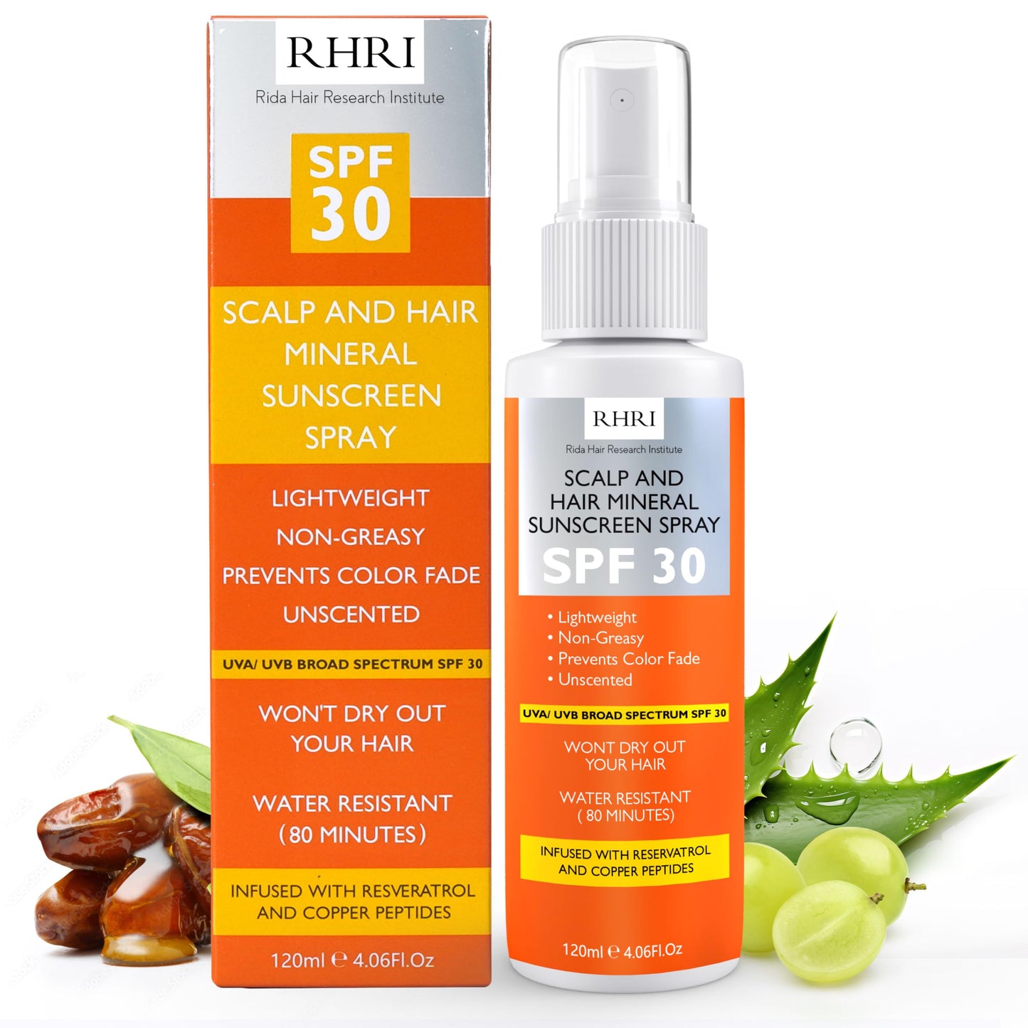 Hair Sunscreen Spray SPF 30 | Scalp Sunscreen for Hair & Scalp | Heat Protection Spray for Hair Non-Greasy UV Protection | Heat Protectant Helps Prevent Color Fade & Dryness | Beach SunBlock 4 oz