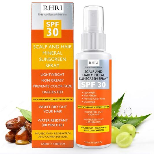 Hair Sunscreen Spray SPF 30 | Scalp Sunscreen for Hair & Scalp | Heat Protection Spray for Hair Non-Greasy UV Protection | Heat Protectant Helps Prevent Color Fade & Dryness | Beach SunBlock 4 oz