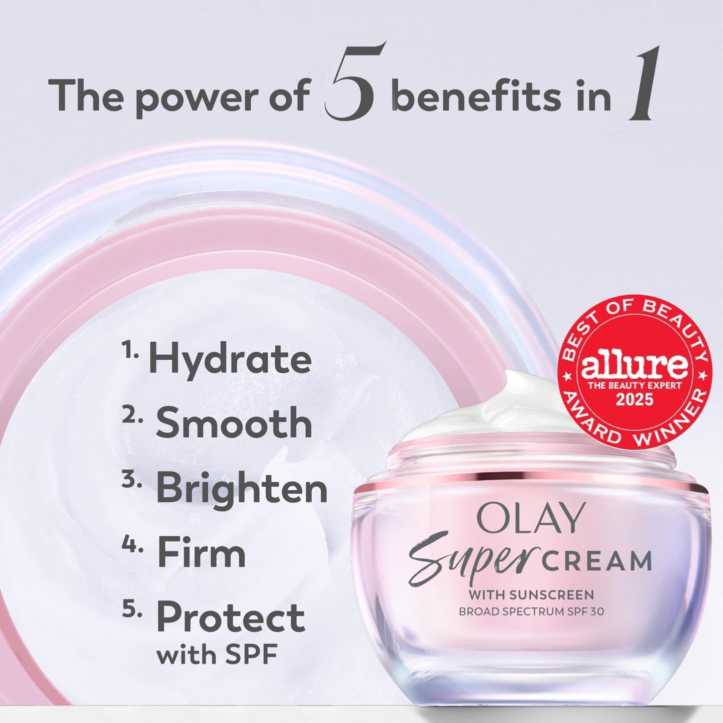 Olay Super Cream with Sunscreen SPF 30, Lightweight Face Moisturizer with Sun Protection, 5-in-1 Skin Care Benefits (1.7 oz) & Trial Size Vitamin C Cleansing Melts, Water-Activated Face Wash (12 ct)