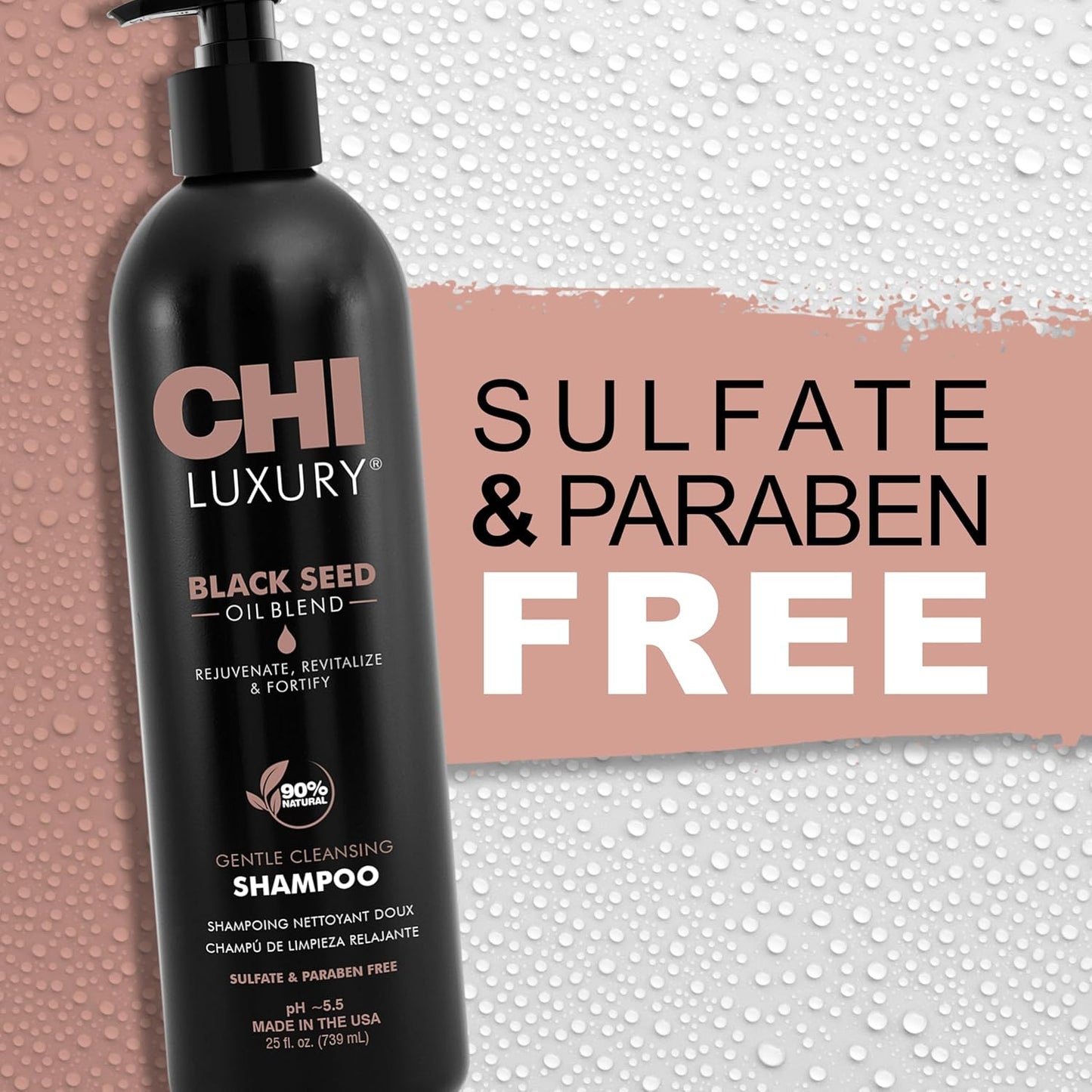 CHI Luxury Black Seed Oil Shampoo - Gentle Cleansing for Volume & Strength | 25 Oz