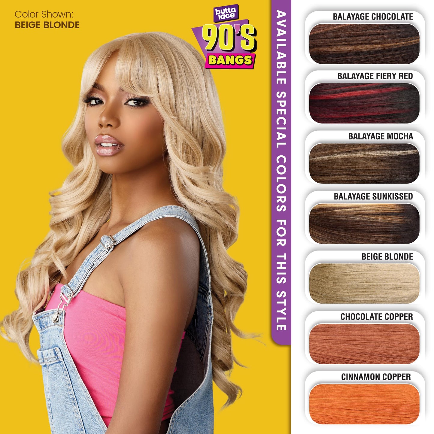 Sensationnel Butta Lace 90s Bangs Wig-Unit 909, 1B OFFBLACK