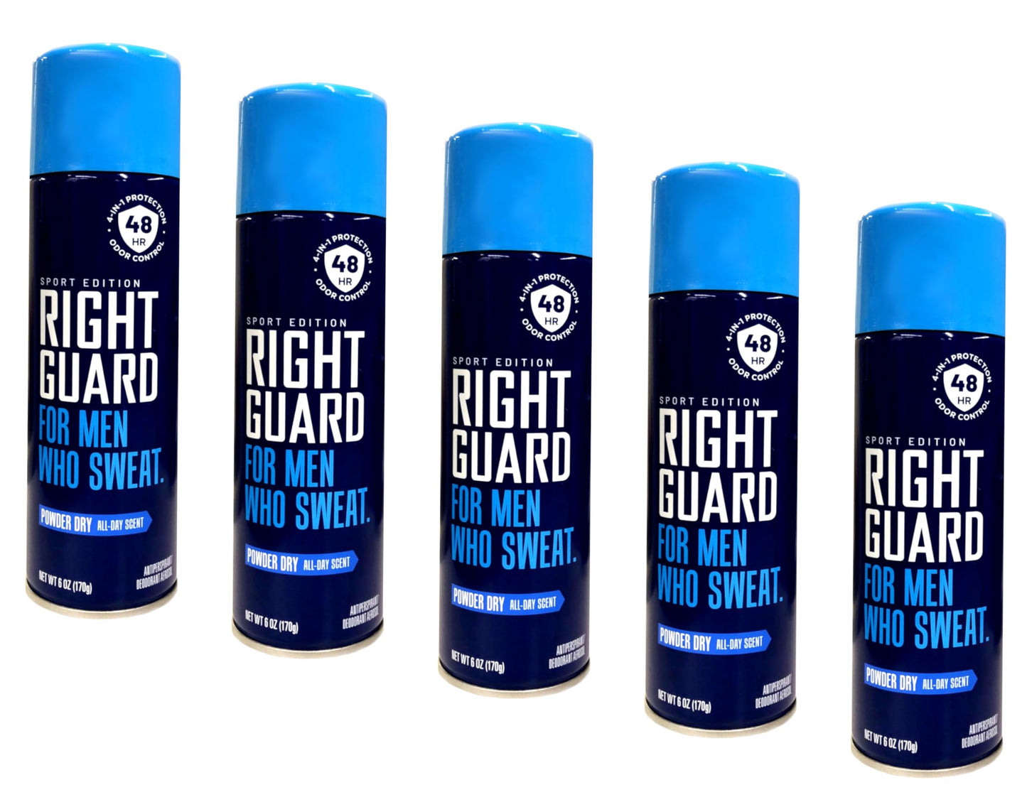 Right Guard Aerosol Sport Powder Dry Antiperspirant, 6 oz (Pack of 5)
