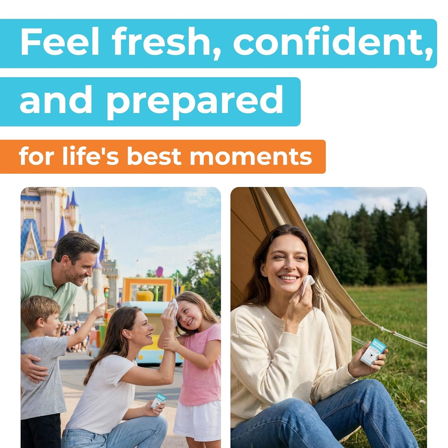 Travel Flushable Wipes - 99.5% Water & Aloe - Hypoallergenic & Unscented - 8 Pack of 48 Wipes for Adults & Kids