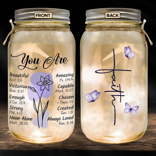 Religious Gifts for Women Christian Mason Jar Lamp Extra-Large - Christmas Inspiration for Mom Bible Encouragement Gifts for Women - Faith Jar 25oz Easter Mothers Day Bible Scripture for Mom Nana