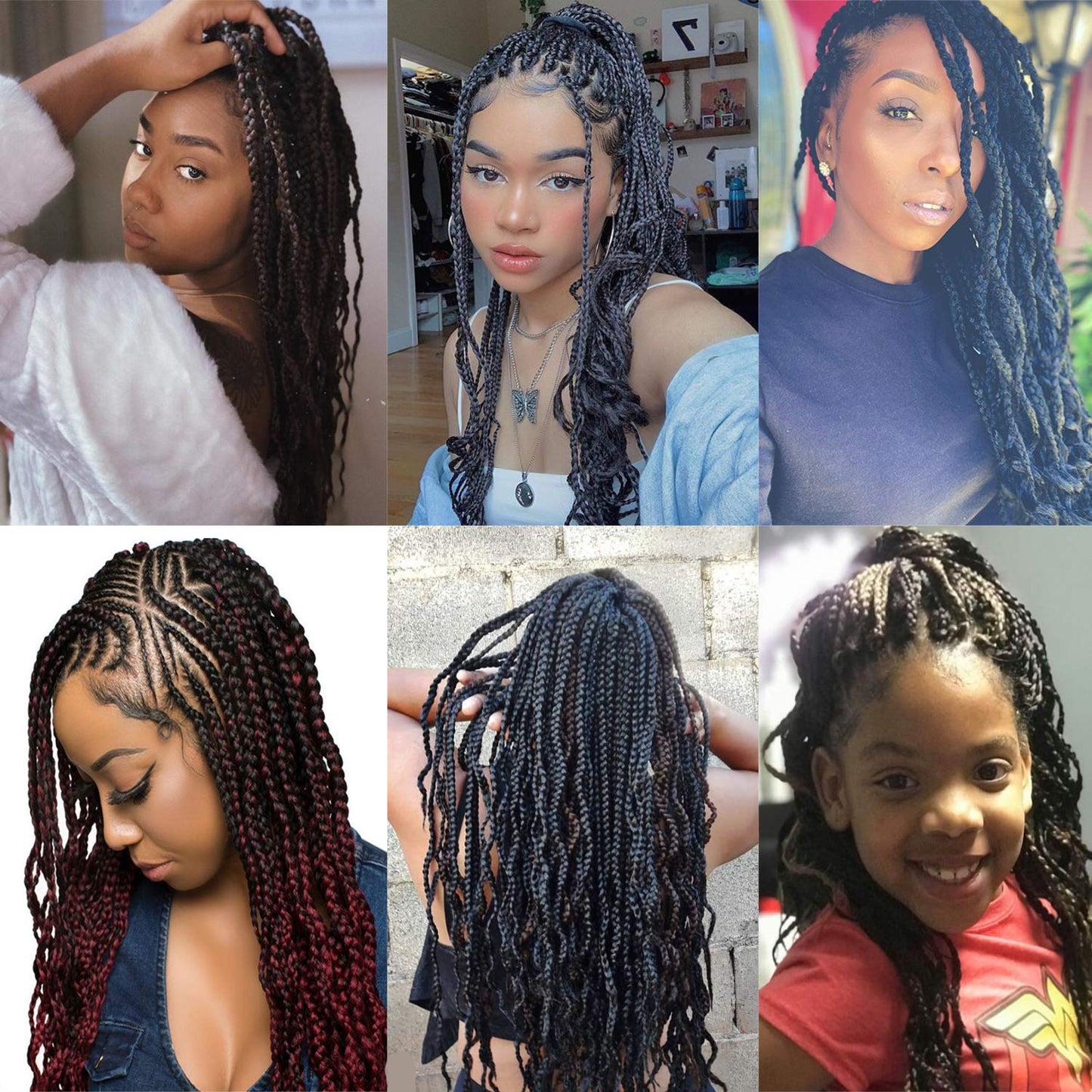 Goddess Curly Box Braids - 18-Inch Wavy Crochet Hair Extensions | Synthetic Fiber (#1B)