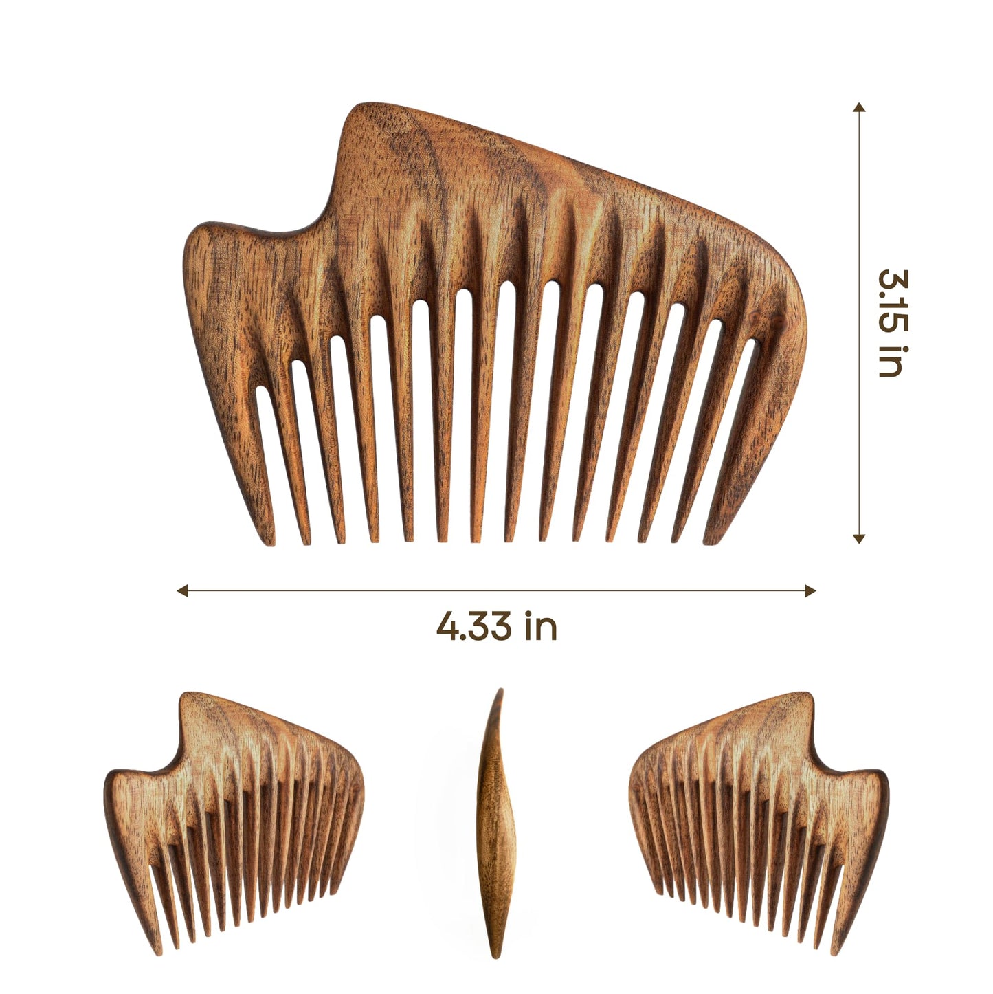 Handmade Wooden Hair Comb - Natural Wood Hair Care, Scalp Massager, Eco-Friendly Perfect for use with Balms and Oils New Wave (Walnut Wave)