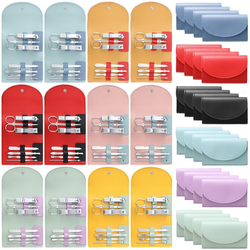 30 Set Manicure Kit Bulk Nail Clippers 7 in 1 Mini Nail Clippers Stainless Steel Professional Care Pedicure with Travel Bag Grooming Kit for Women Men Home(Retro Color,Stylish)