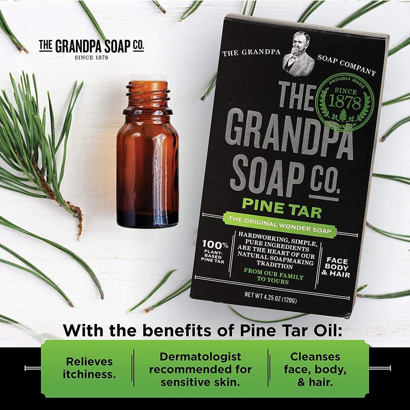 Pine Tar Soap - Natural Skin Care Bar for Dry Skin | 4.25 oz (Pack of 4)