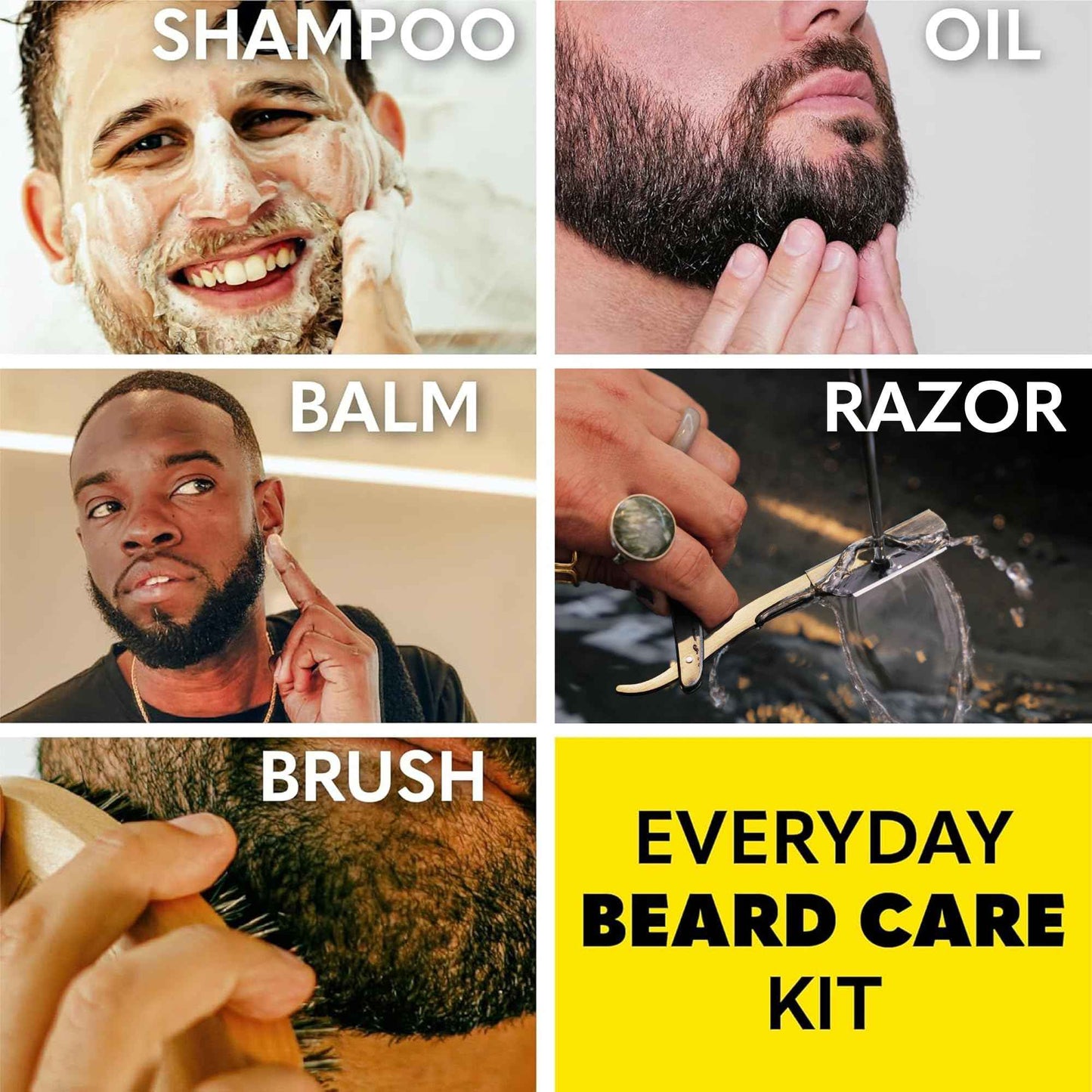 The Beard Club Beard Care Kit & Mens Grooming Kit - Essentials for a Healthier Looking, Stylish Facial Hair - Straight Edge Razor, Shampoo, Cedar Balm & Oil, and Boar Bristle Brush