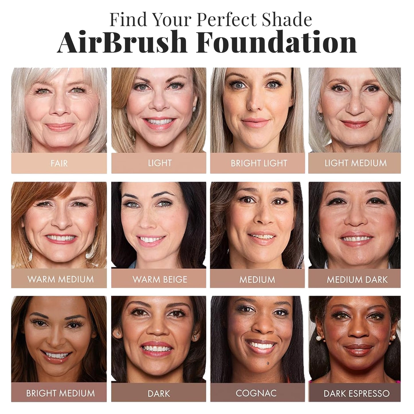 MagicMinerals AirBrush Foundation Set by Jerome Alexander – 3pc Set Includes Primer, Foundation and Kabuki Brush - Spray Makeup with Anti-aging Ingredients for Smooth Radiant Skin (Bright Medium)