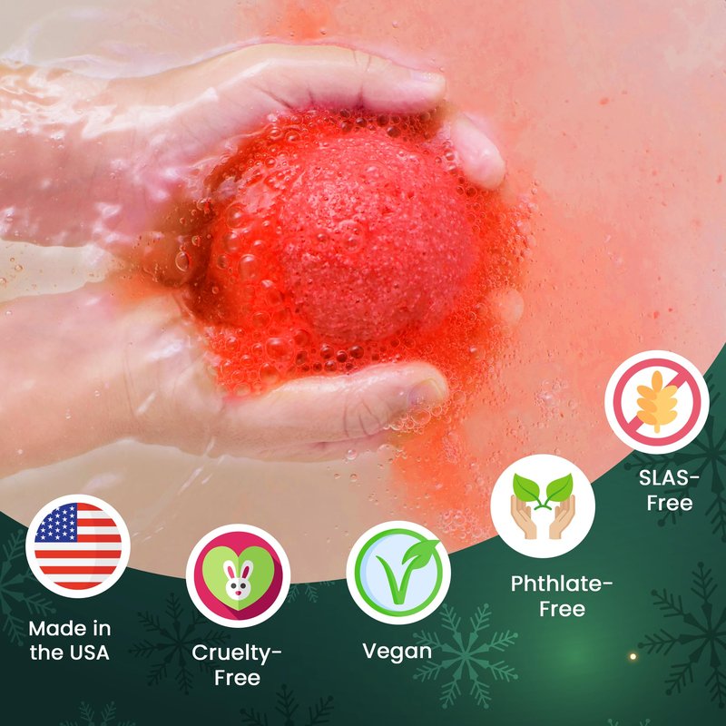 Christmas Bath Bombs for Kids with Surprise Toys Inside (6 Pack) - Holiday Gifts and Stocking Stuffers for Boys and Girls - Bubble Treats with Cheerful Scents, USA Made by Two Sisters
