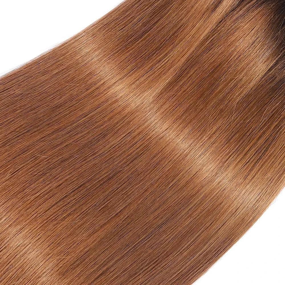 Human Hair Bundles #30 Light Brown Straight Remy Hair Extensions - Double Weft | 8, 10, 12 Inch