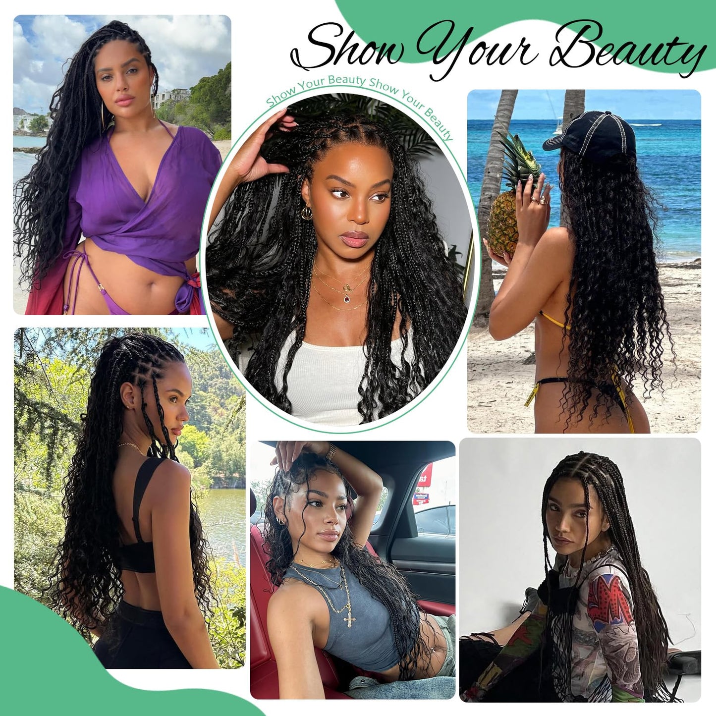 Human Braiding Hair for Boho Braids 120g 3 Bundles Deep Wave Curly Bulk Human Hair for Braiding Knotless Bohemian Natural Color (1B, 26 Inch)
