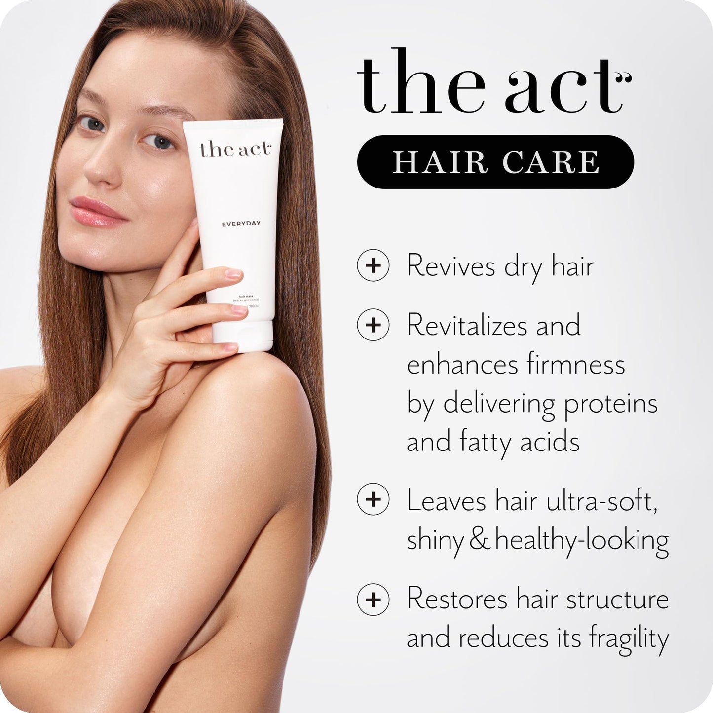 The Act Everyday 2-in-1 Hair Mask Conditioner - Deep Hydration, Repair, Nutrition for All Hair Types - Enriched with Avocado & Coconut Oils 6.8 Fl oz