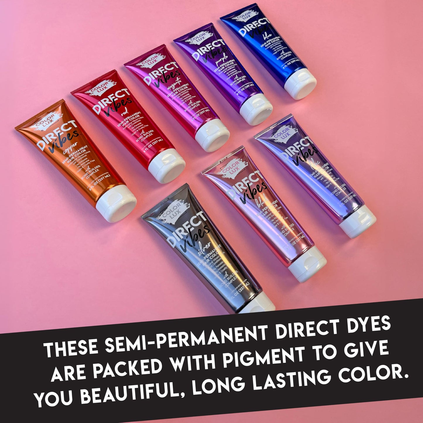Color Lux Direct Vibes Semi-Permanent Hair Color, Blush, Vibrant & Long-Lasting Shade, Ammonia-Free, Vegan, Sulfate-Free, Paraben-Free, 8 fl oz (Pack of 2)