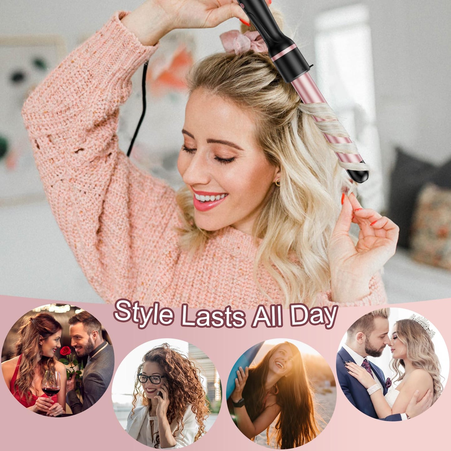 SEIPIKOL 6 in 1 Hair Straightener and Curler, 3/4 to 1 1/2 inch Ceramic Barrel Wand Curling Iron Set, Auto Off, Dual Voltage Hair Styling Hot Tools