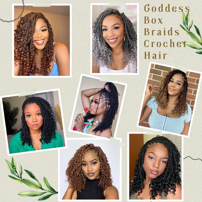 Goddess Box Braids Crochet Hair 12 Inch 8 Packs Pre-looped Bohemian Crochet Boho Box Braids With Curly Ends 3X Crochet Braids Hair for Women Synthetic Braiding (12 inch, T1B/30/27)