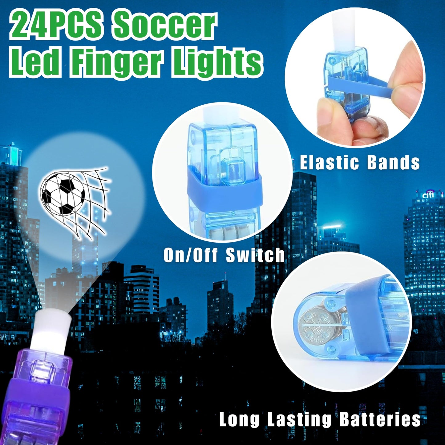 72 PCS Soccer Party Favors – 48 PCS Luminous Tattoos & 24 PCS LED Finger Lights Combo – Birthday Goodie Bag Fillers, Party Supplies, Gifts Light Up Toys Glow In The Dark for Boys and Girls (Soccer 1)