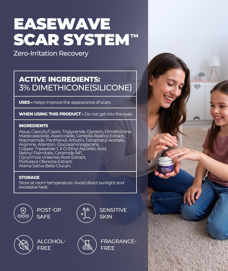 Silicone Scar Cream with 6.7% Active Ingredients, Scar Gel Visible in 2 Weeks, Moisturizing Scar Removal Clinically Show for Surgical, C-Section, Keloid, Acne & Burn Scars, Stretch Mark Cream(55ML)