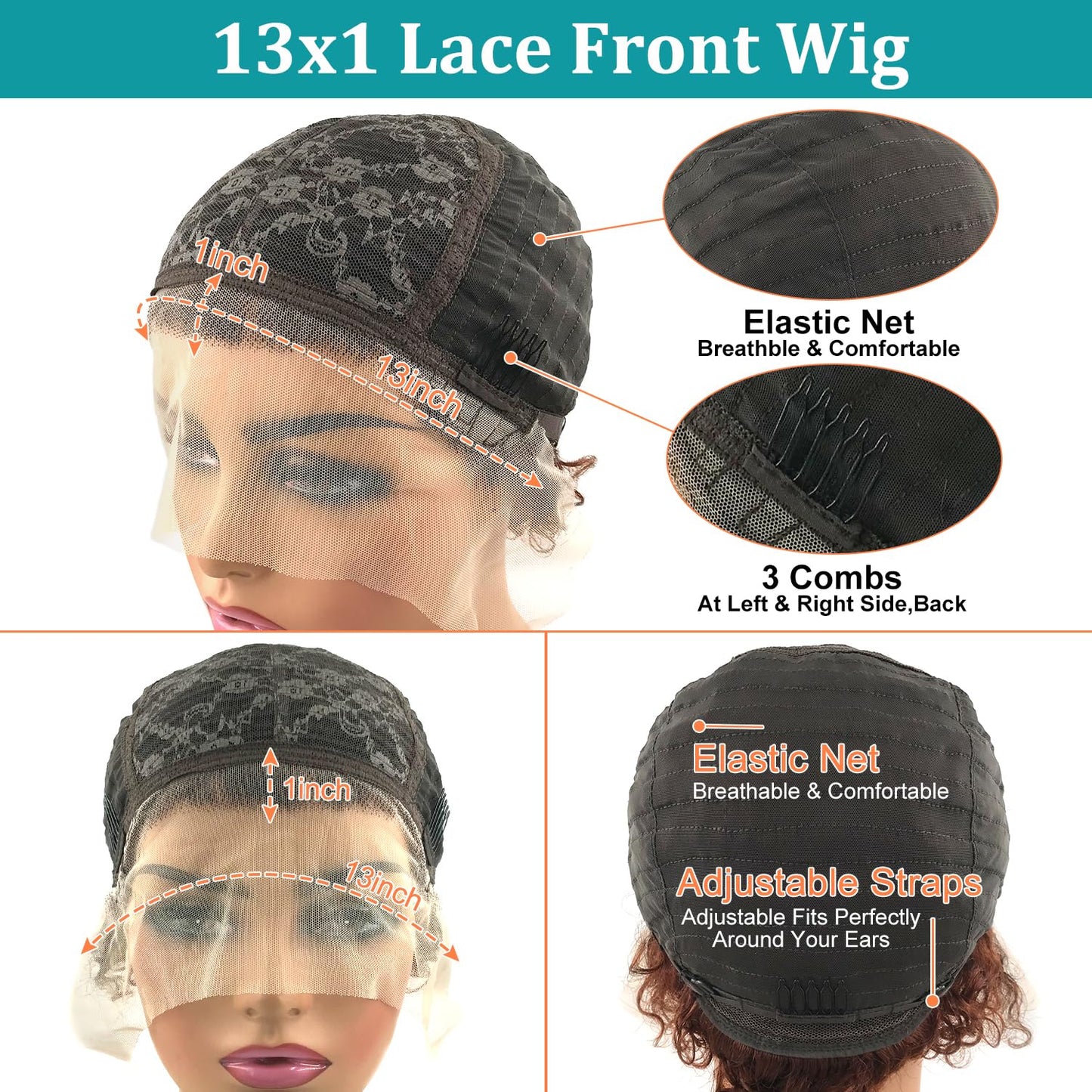 Msviki 200% Density Pixie Cut Wig Human Hair Free Part 13X1 Lace Front Wigs Human Hair Short Curly Pre Plucked Water Wave Human Hair Wig With Baby Hair Wear and Go Glueless Bob Wigs For Black Women