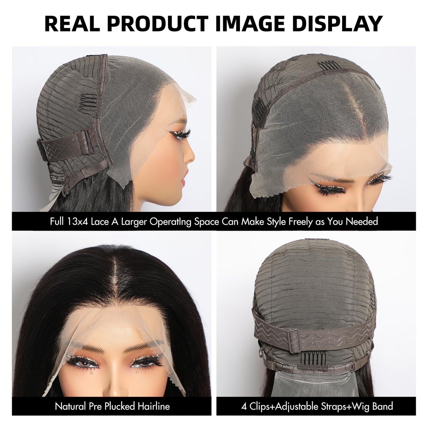 Bob Wig Human Hair 13x4 Straight Lace Front Wigs Glueless Pre Plucked with Baby Hair 100% Brazilian Remy Hair Transparent Lace Frontal Wigs for Black Women - 180% Density Natural Color 8 Inch