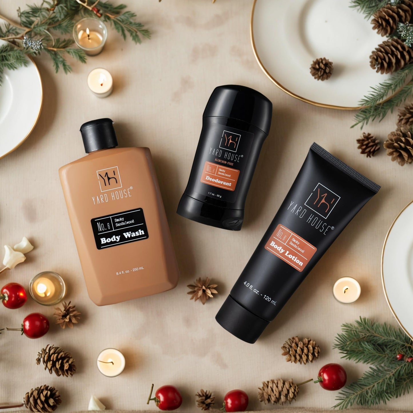 Yard House Men’s Bath Gift Set – Smoky Sandalwood | 4-Piece Grooming Kit with Body Wash, Body Lotion & Deodorant in Travel Toolbox Case – Perfect for Father’s Day, Christmas, Birthdays & Holidays