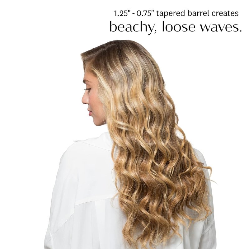 T3 Tapered Interchangeable Wand Barrel - 1.25” & 0.75” Ceramic for Shiny, Long-Lasting Waves