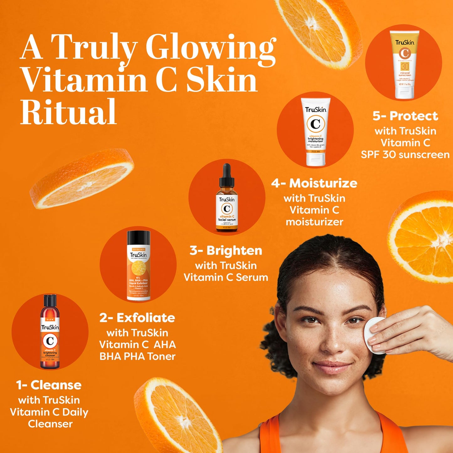 TruSkin BHA Liquid Exfoliant & Toner for Face - Triple Acid AHA BHA PHA Exfoliator with Salicylic, Glycolic Acid & Vitamin C - Improves Look of Tone & Texture, Unclogs Pores, 4.2 fl oz
