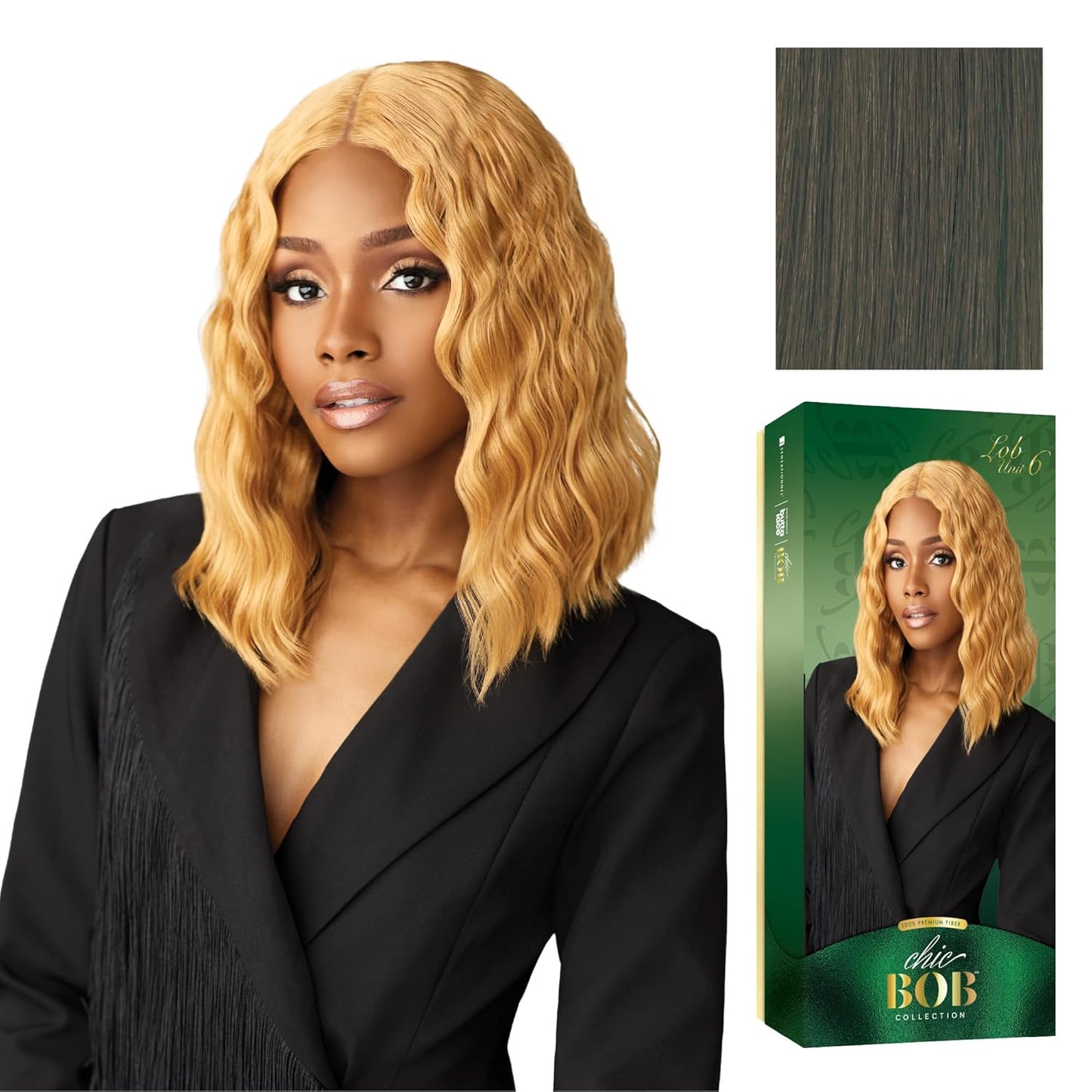 Chicbob Lace Front Wig - 6-Inch Deep Part Synthetic Glueless Lob Unit | Pre-Plucked Hairline in Deep Charcoal