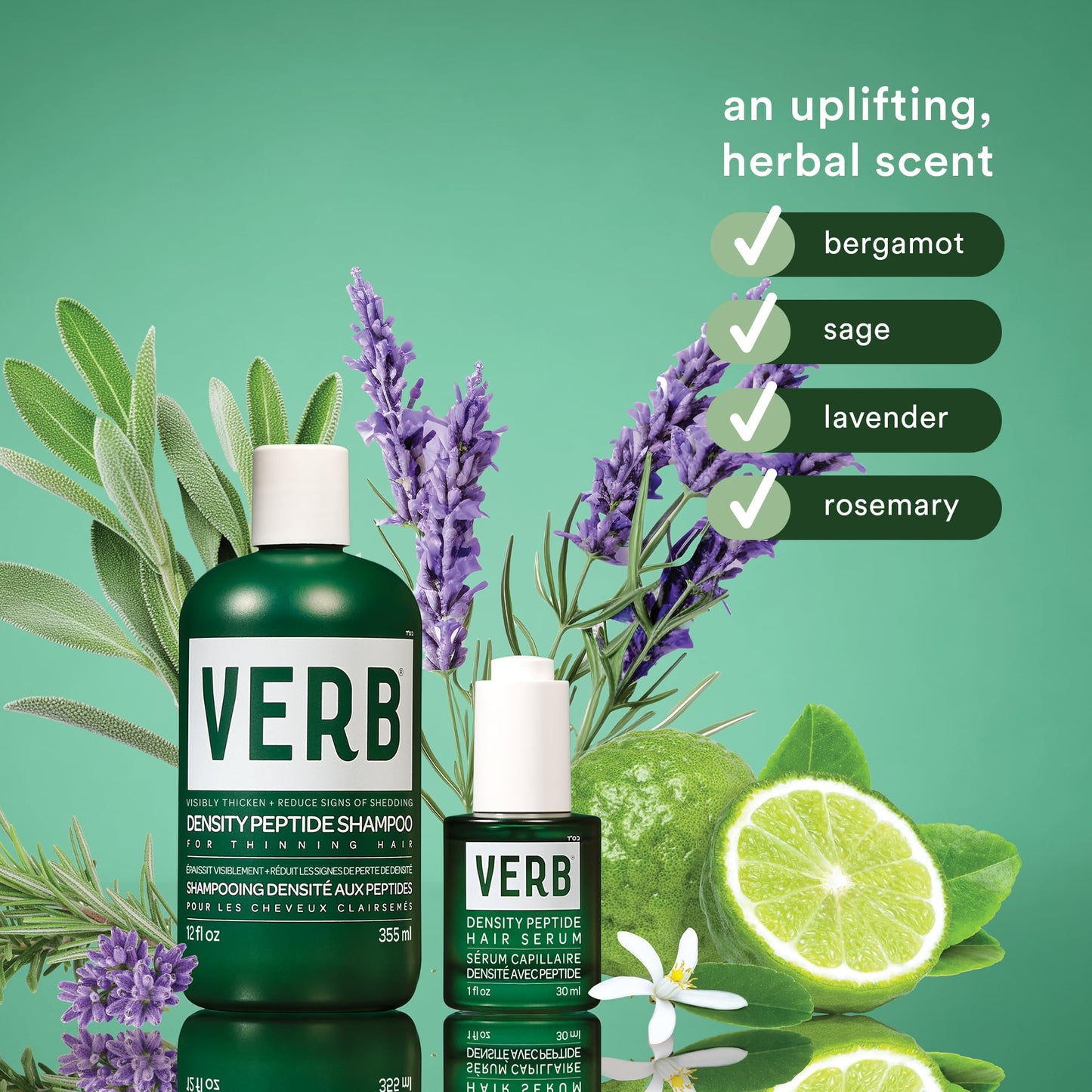 VERB Density Peptide Shampoo 12 fl oz - Visibly Thicken + Reduce Signs of Shedding- No Parabens or Harmful Sulfates